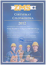 Zrzeszenie Montażystów Stolarki - Certyfikat